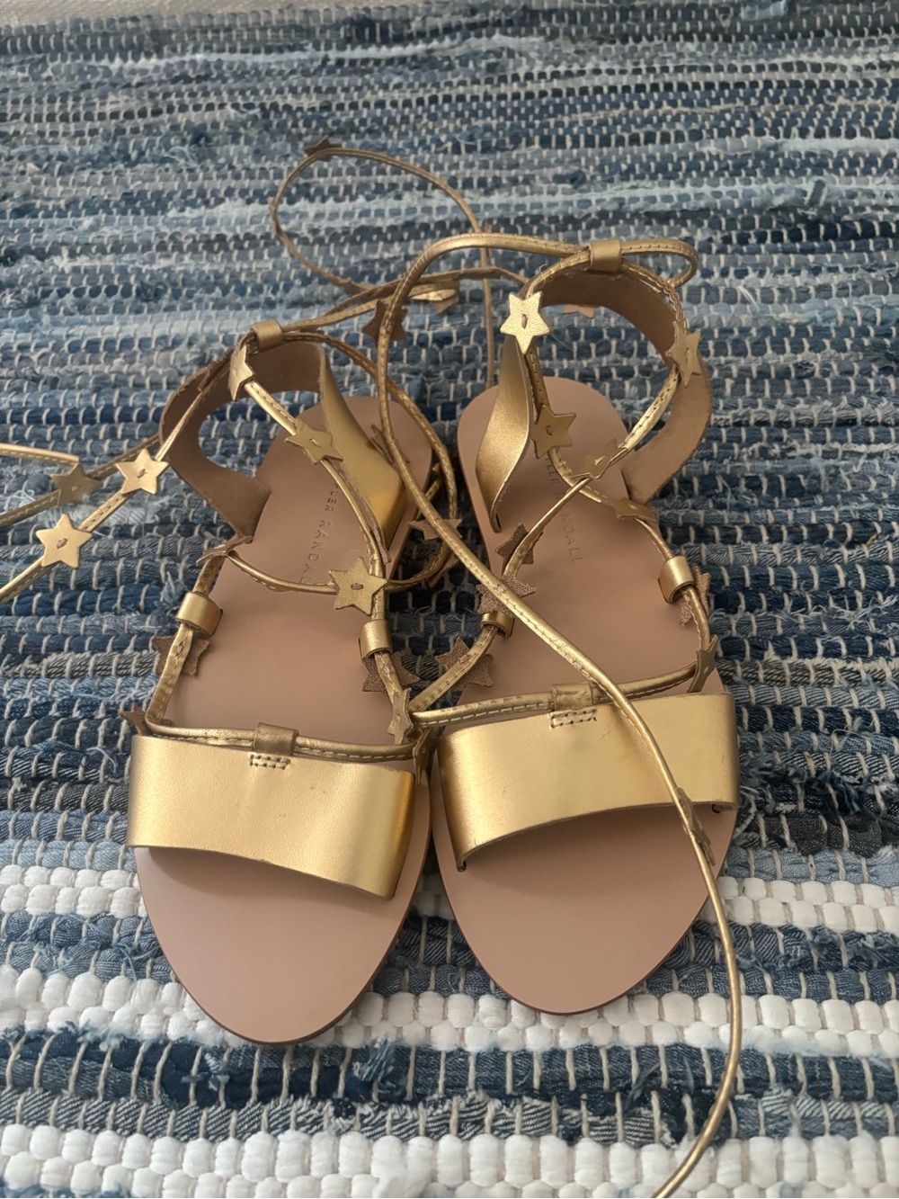 Loeffler Randall Gold Star Lace-Up Flat Sandals